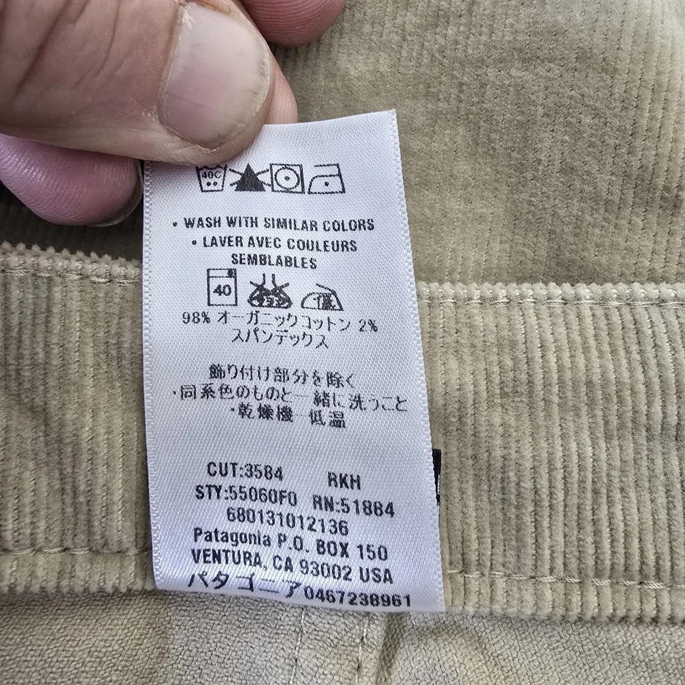 Patagonia Corduroy Pants Womens 29 Khaki Tan Straight Leg Organic Cotton Stretch